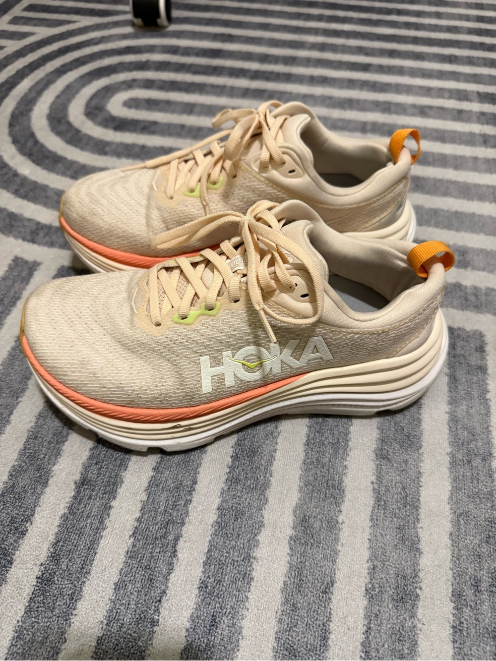 Hoka Cream and Coral Women's Running Shoes